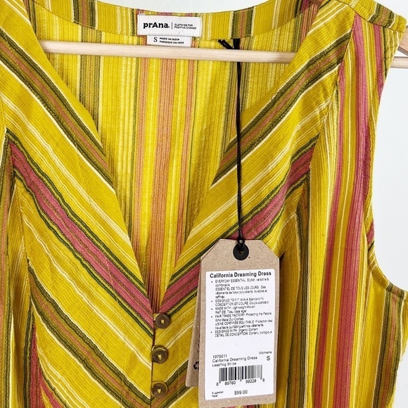 NWT Prana California Dreaming Sleeveless Button Front Midi Dress Leapfrog Stripe - Picture 6 of 8